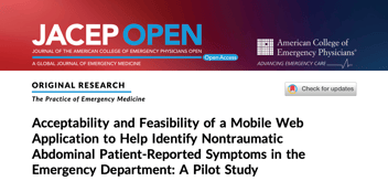 eptability and Feasibility of a Mobile Web Application to Help Identify Nontraumatic Abdominal Patient-Reported Symptoms in the Emergency Department: A Pilot Study